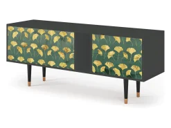 Móvel De Tv* Mueble de TV - 170х69х48 cm - T1 - Gingko leaves, Antracite Cinza antracite