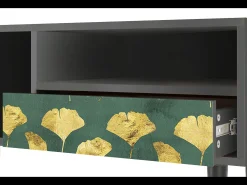 Móvel De Tv* Mueble de TV - 115х59х48 cm - T3 - Gingko leaves, Antracite Cinza antracite
