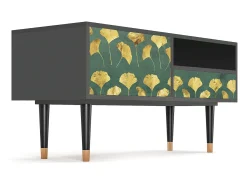 Móvel De Tv* Mueble de TV - 115х59х48 cm - T3 - Gingko leaves, Antracite Cinza antracite