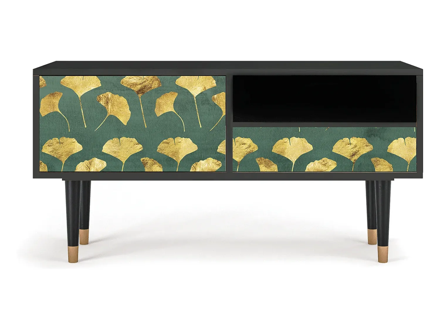 Móvel De Tv* Mueble de TV - 115х59х48 cm - T3 - Gingko leaves, Antracite Cinza antracite