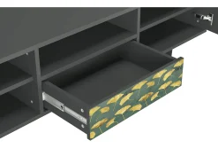 Móvel De Tv* Mueble de TV - 170х59х41 cm - T6 - Gingko leaves, Antracite Cinza antracite