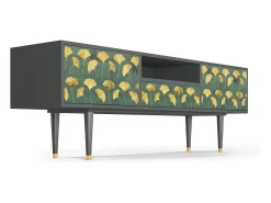 Móvel De Tv* Mueble de TV - 170х59х41 cm - T6 - Gingko leaves, Antracite Cinza antracite