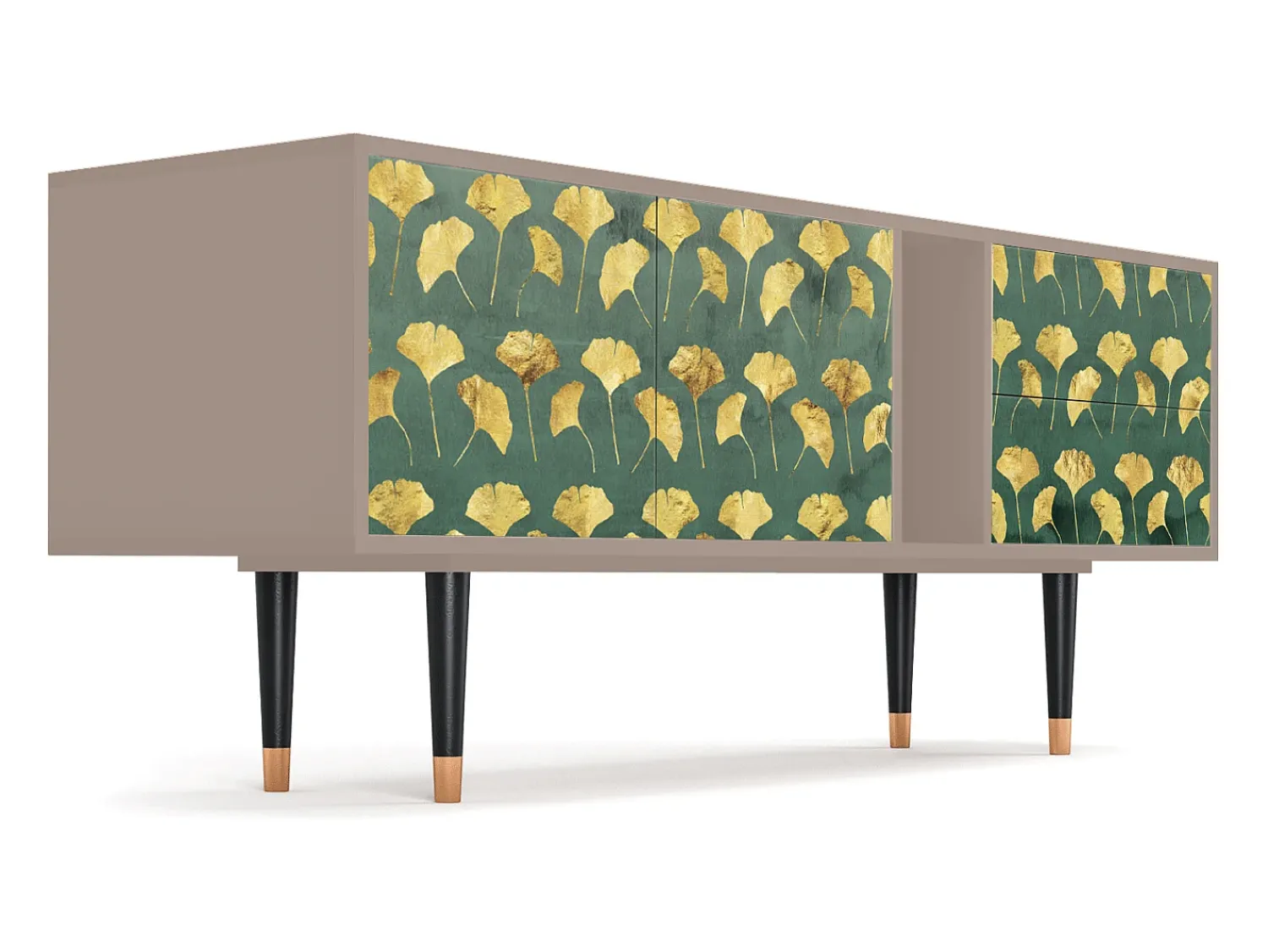 Móvel De Tv* Mueble de TV - 170х69х48 cm - T1 - Gingko leaves, Latte Bege