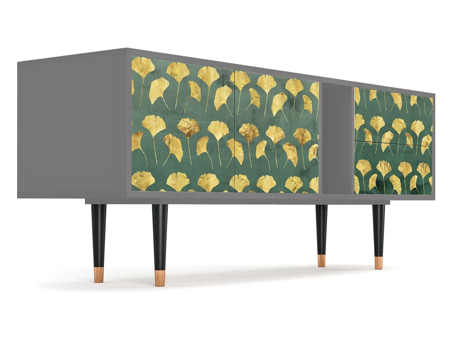 Mueble de TV - 170х69х48 cm - T1 - Gingko leaves, Cinza^ Móvel De Tv