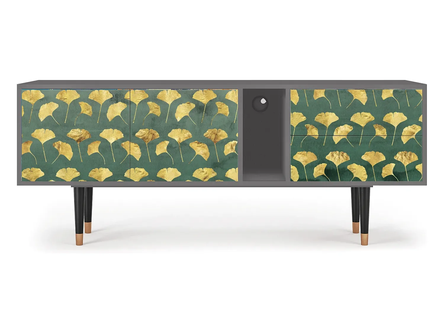 Mueble de TV - 170х69х48 cm - T1 - Gingko leaves, Cinza^ Móvel De Tv