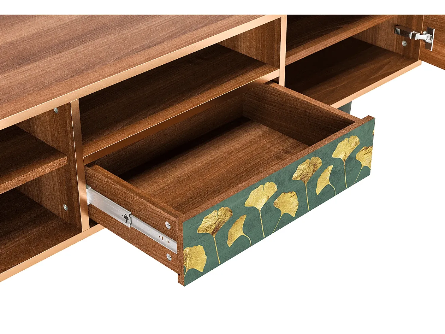 Mueble de TV - 170х59х41 cm - T6 - Gingko leaves, Nogueira^ Móvel De Tv