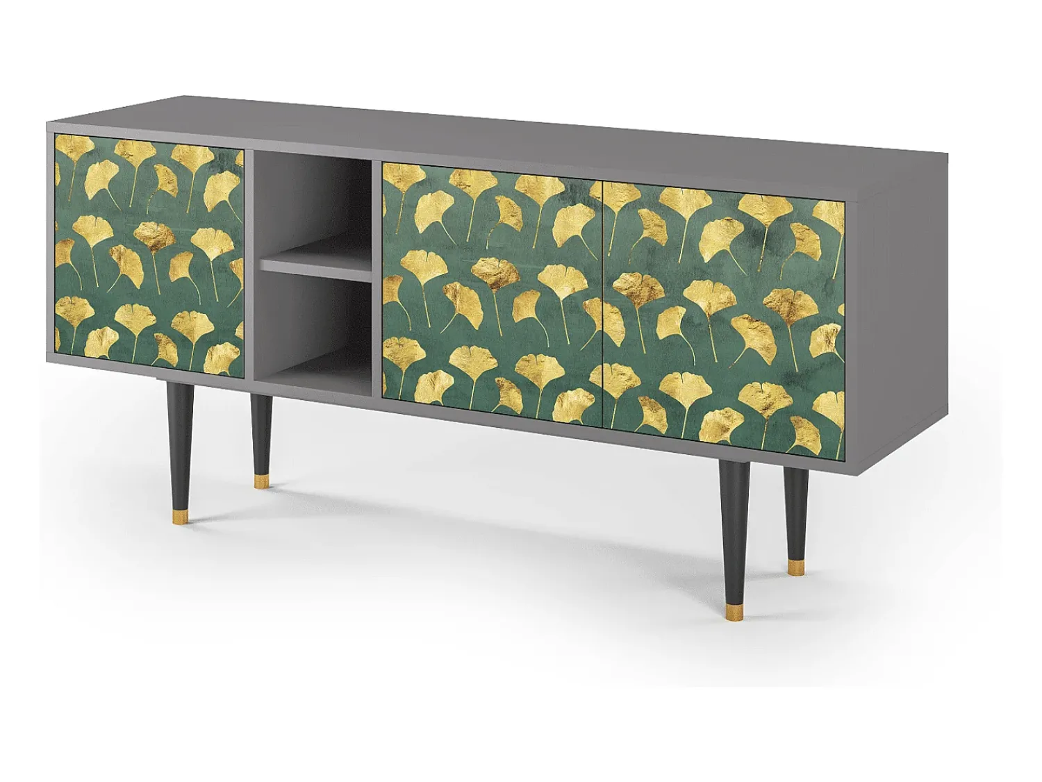 Móvel De Tv* Mueble de TV - 150х69х41 cm - T5 - Gingko leaves, Cinza Cinzento