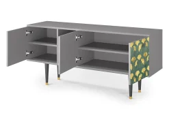 Móvel De Tv* Mueble de TV - 150х69х41 cm - T5 - Gingko leaves, Cinza Cinzento