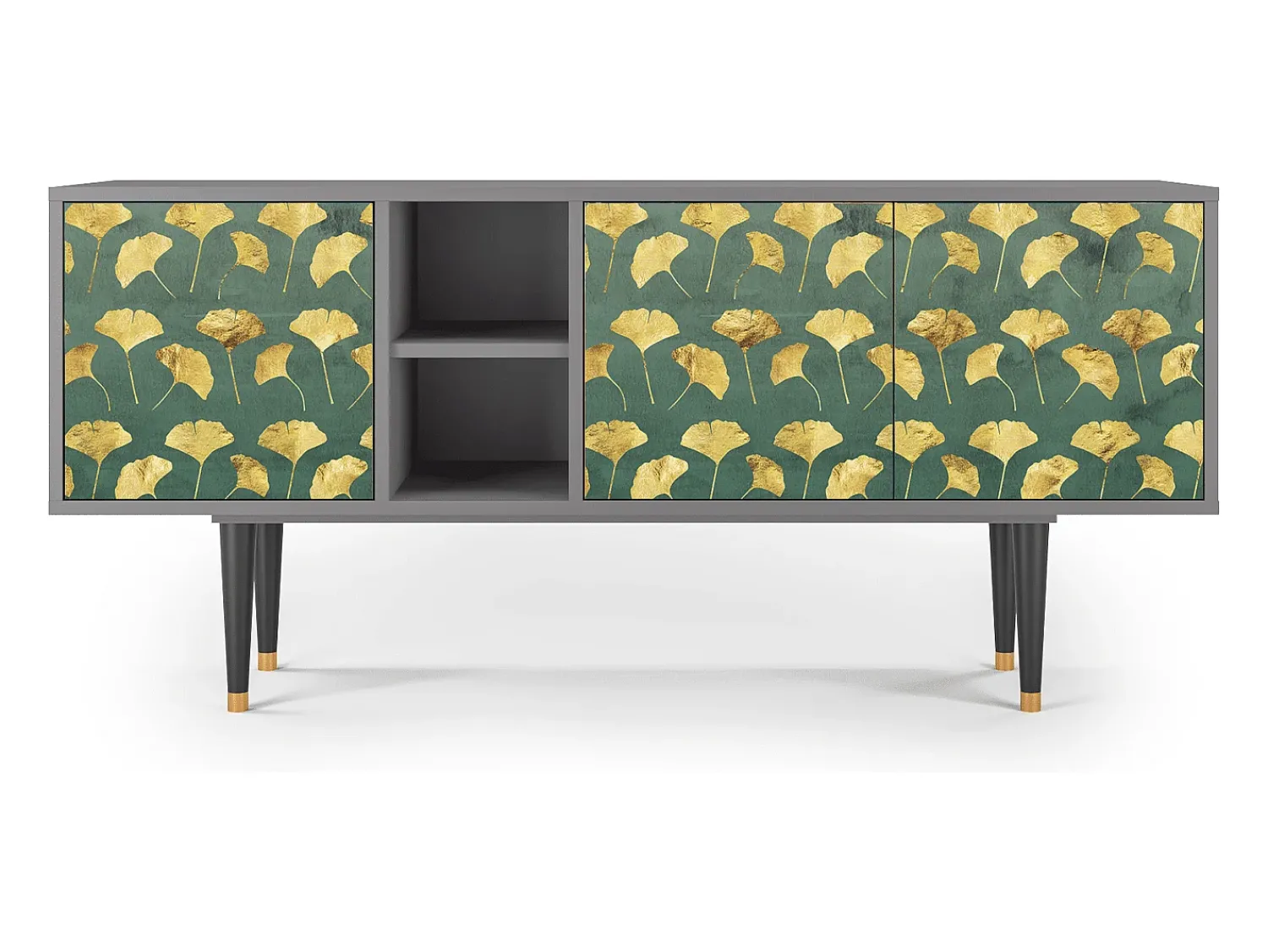 Móvel De Tv* Mueble de TV - 150х69х41 cm - T5 - Gingko leaves, Cinza Cinzento