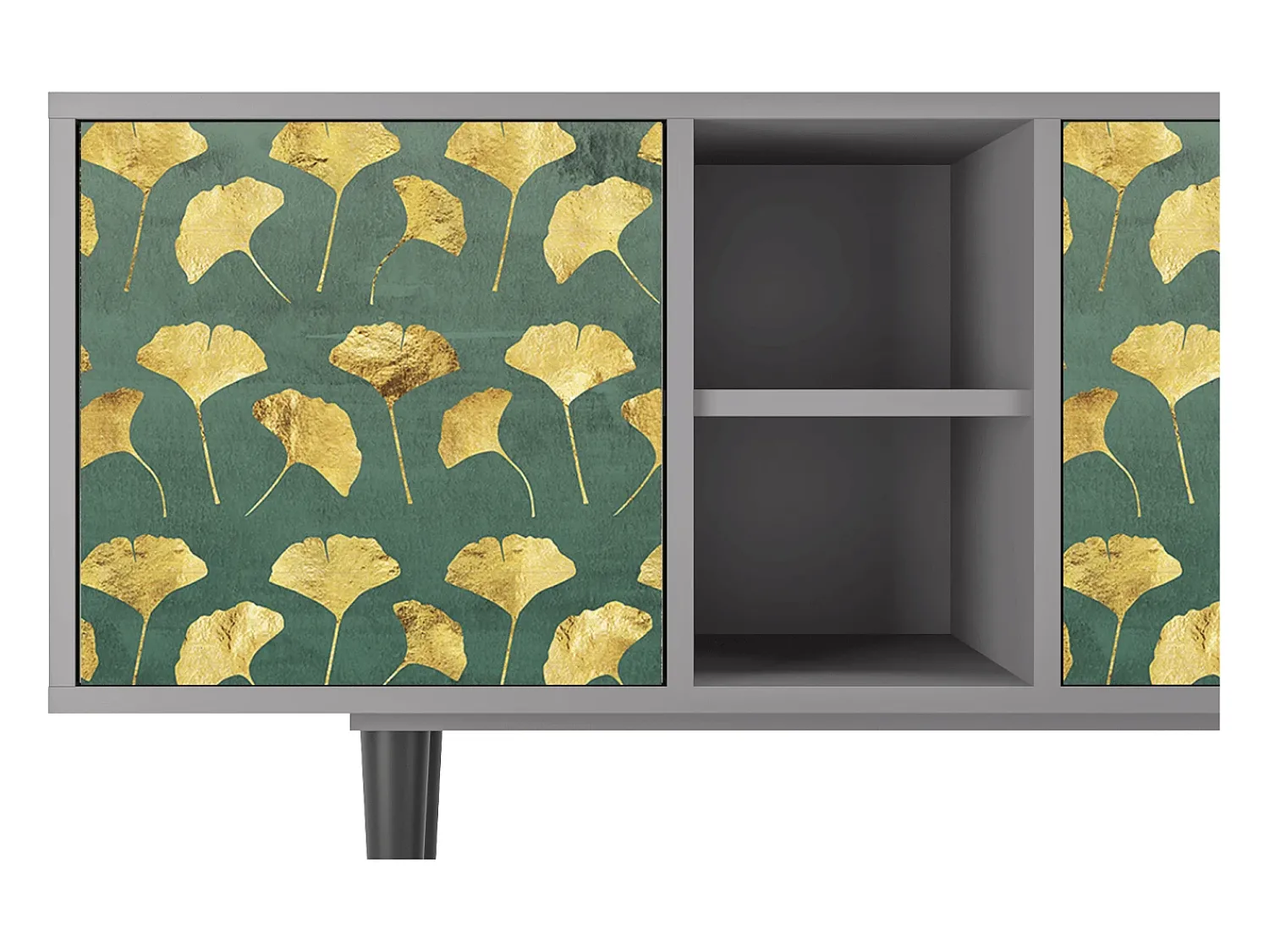 Móvel De Tv* Mueble de TV - 150х69х41 cm - T5 - Gingko leaves, Cinza Cinzento