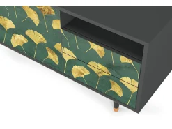 Móvel De Tv| Mueble de TV - 125х56х41 cm - T7 - Gingko leaves, Antracite Cinza antracite