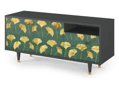 Móvel De Tv| Mueble de TV - 125х56х41 cm - T7 - Gingko leaves, Antracite Cinza antracite