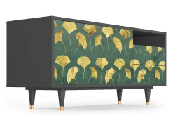 Móvel De Tv| Mueble de TV - 125х56х41 cm - T7 - Gingko leaves, Antracite Cinza antracite
