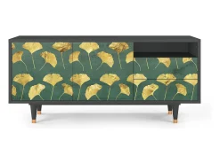 Móvel De Tv| Mueble de TV - 125х56х41 cm - T7 - Gingko leaves, Antracite Cinza antracite