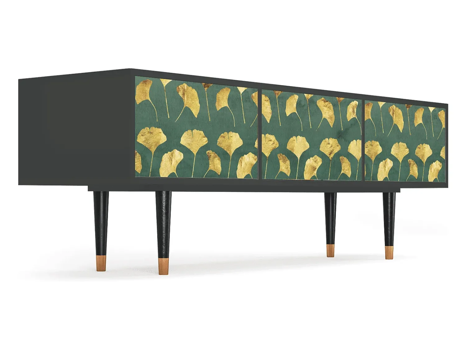 Móvel De Tv| Mueble de TV - 170х59х48 cm - T4 - Gingko leaves, Antracite Cinza antracite