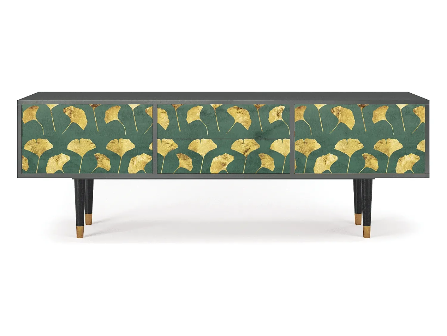 Móvel De Tv| Mueble de TV - 170х59х48 cm - T4 - Gingko leaves, Antracite Cinza antracite