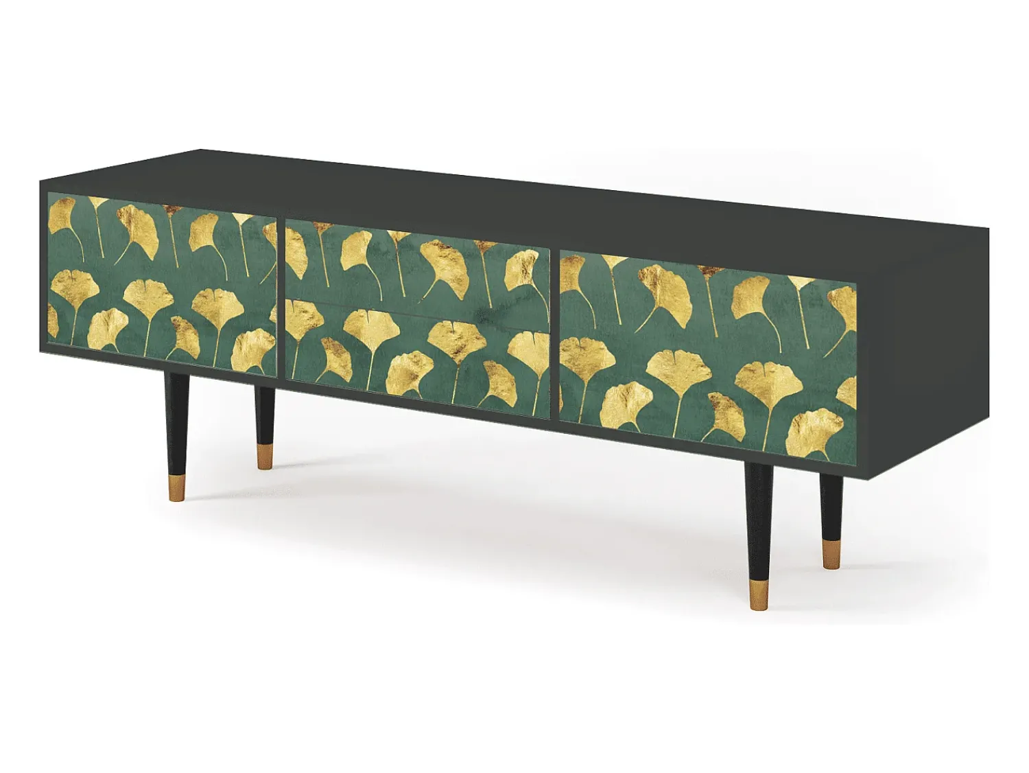 Móvel De Tv| Mueble de TV - 170х59х48 cm - T4 - Gingko leaves, Antracite Cinza antracite