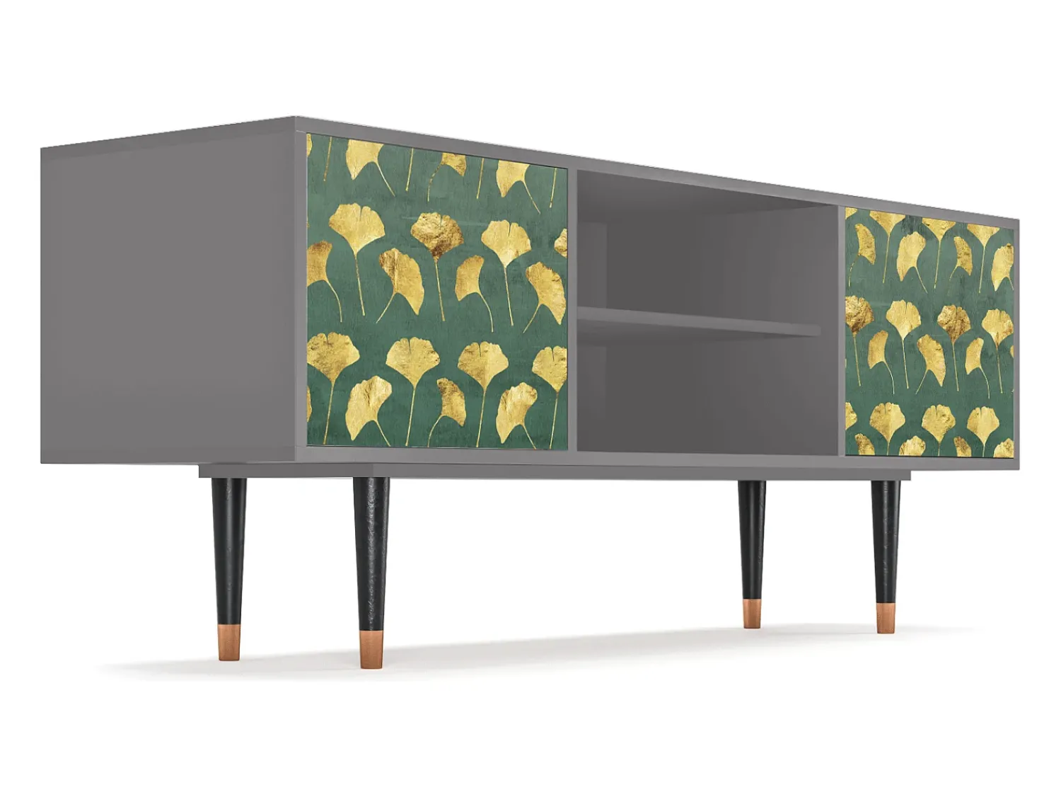 Mueble de TV - 170х69х48 cm - T2 - Gingko leaves, Cinza^ Móvel De Tv