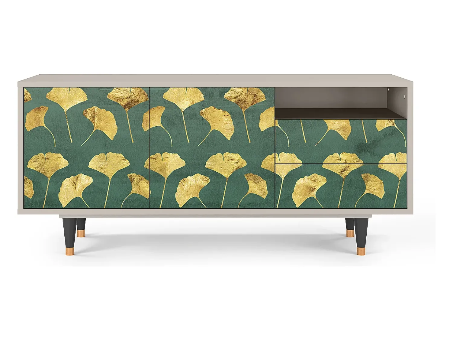 Móvel De Tv| Mueble de TV - 125х56х41 cm - T7 - Gingko leaves, Areia Bege