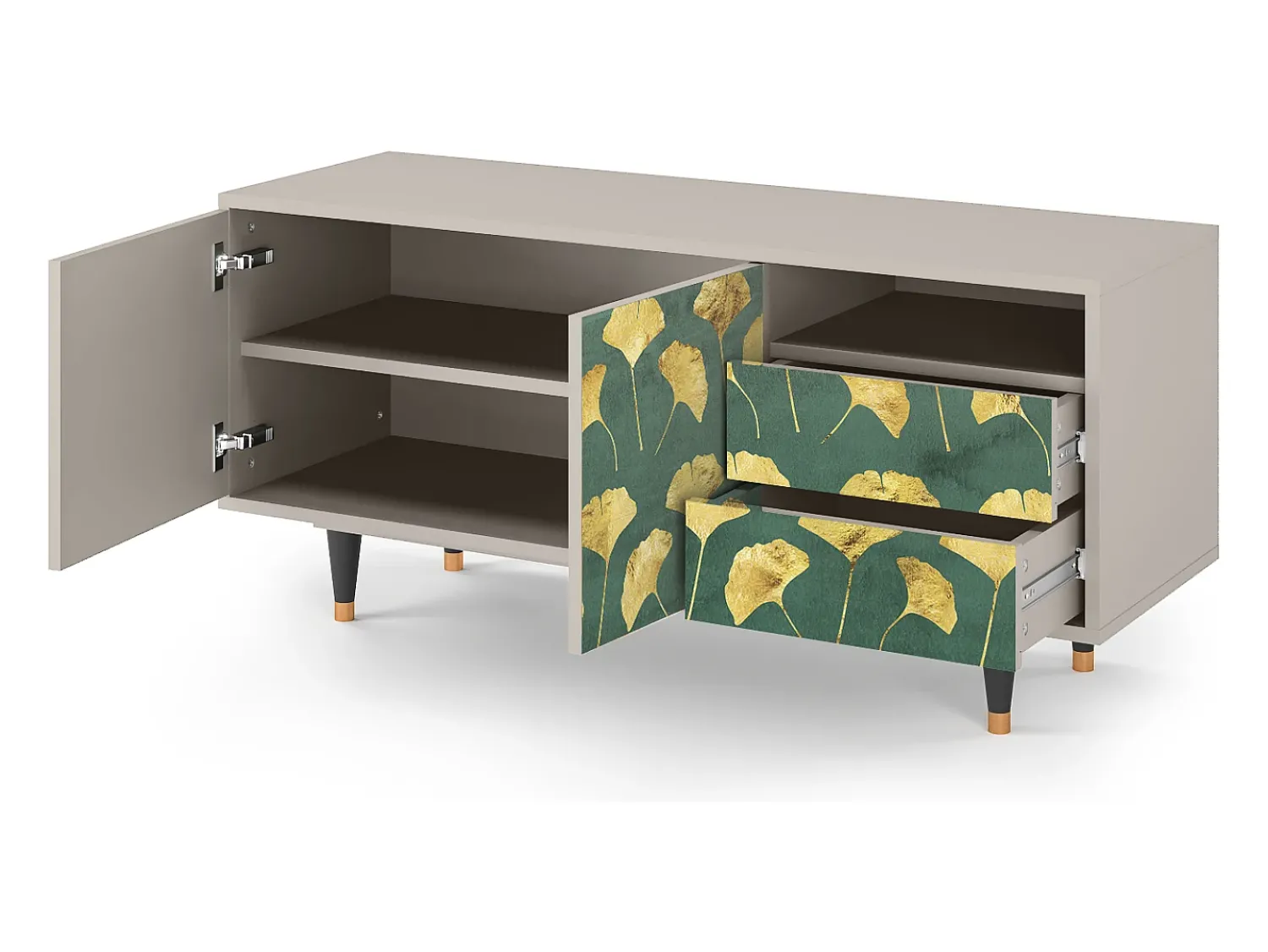 Móvel De Tv| Mueble de TV - 125х56х41 cm - T7 - Gingko leaves, Areia Bege