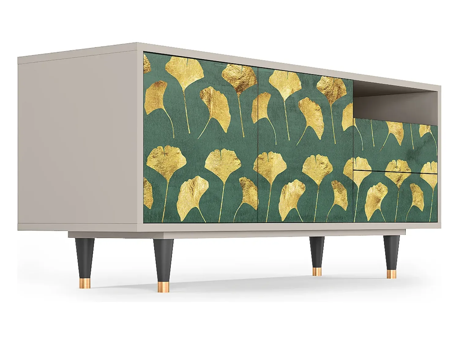 Móvel De Tv| Mueble de TV - 125х56х41 cm - T7 - Gingko leaves, Areia Bege