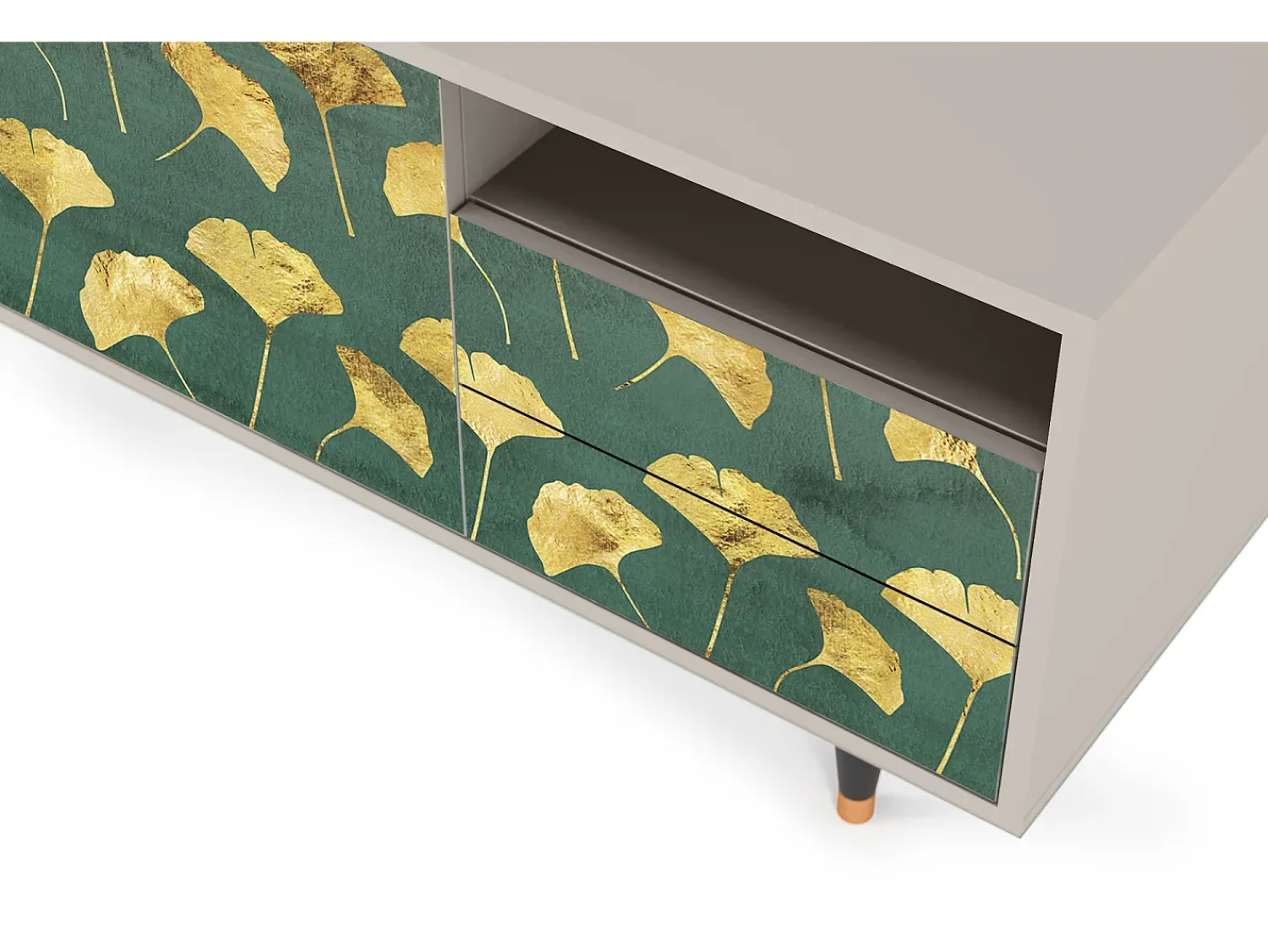 Móvel De Tv| Mueble de TV - 125х56х41 cm - T7 - Gingko leaves, Areia Bege