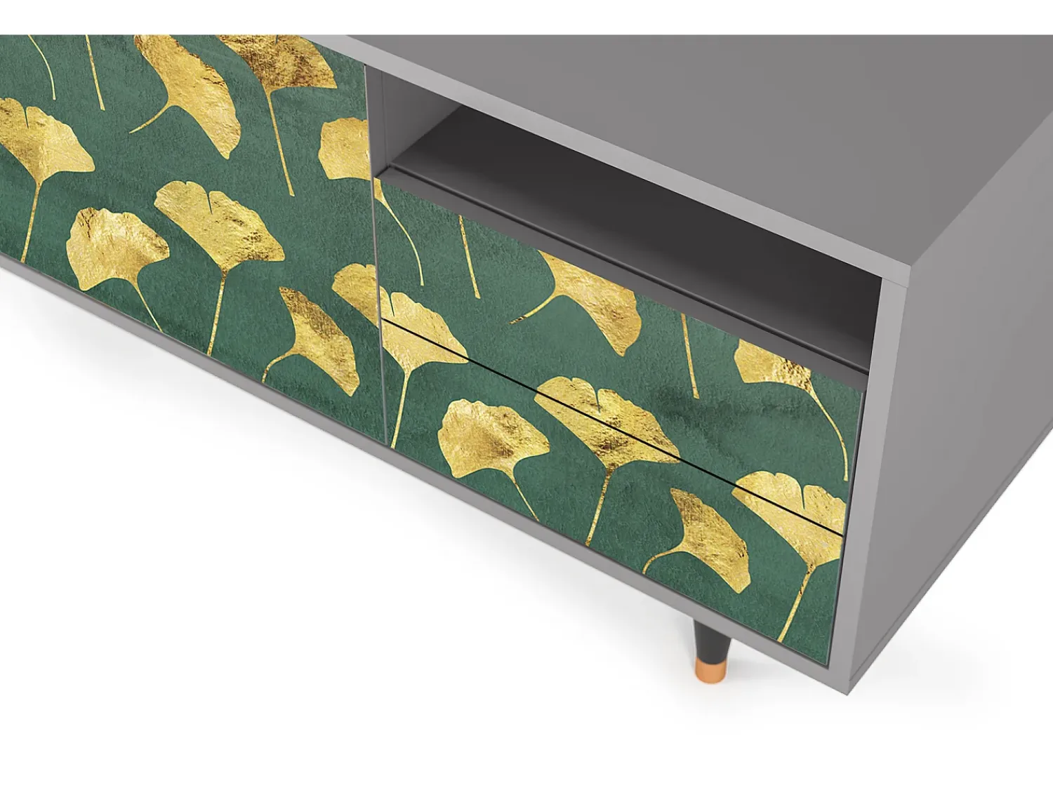 Mueble de TV - 125х56х41 cm - T7 - Gingko leaves, Cinza^ Móvel De Tv