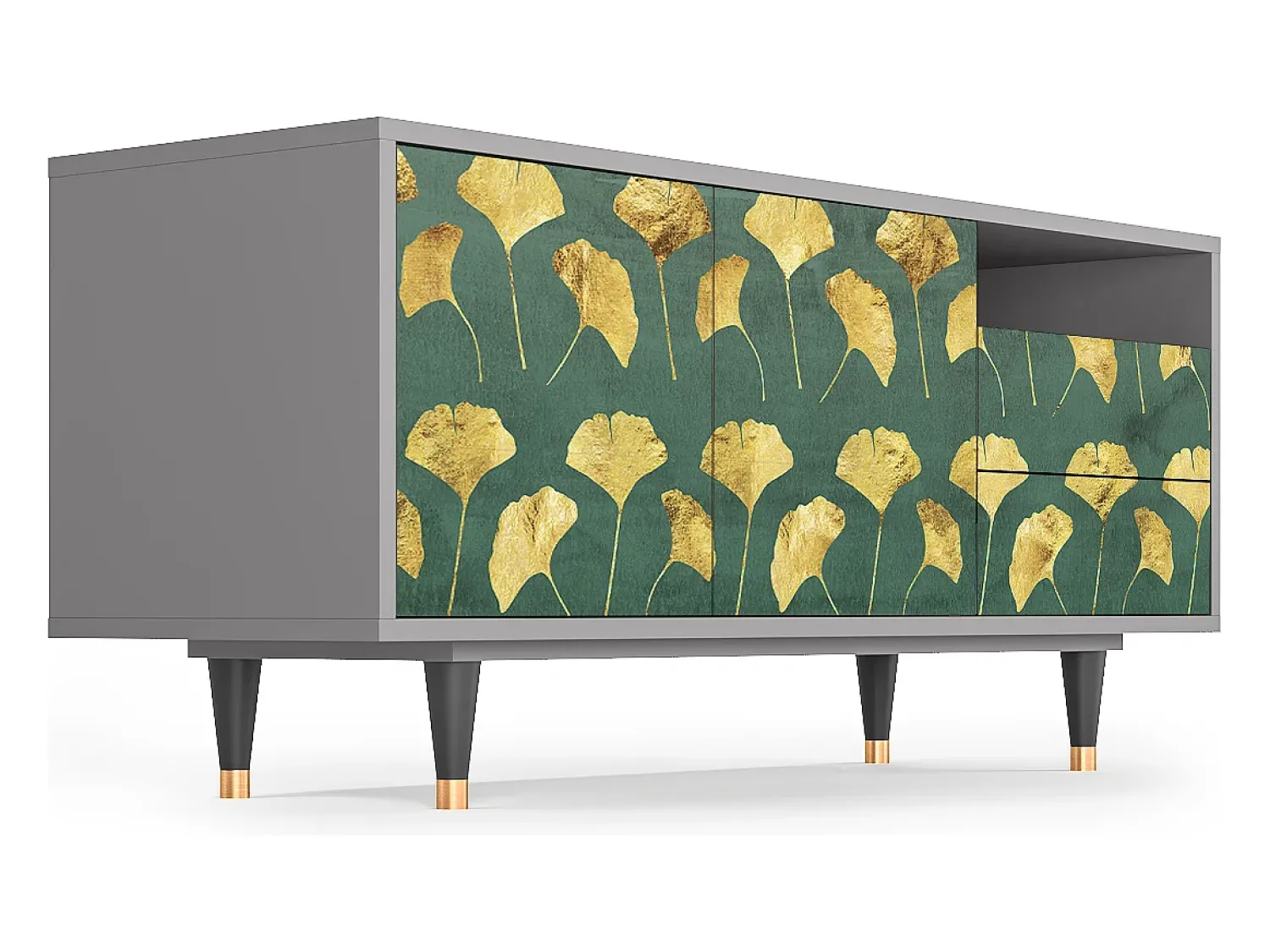 Mueble de TV - 125х56х41 cm - T7 - Gingko leaves, Cinza^ Móvel De Tv