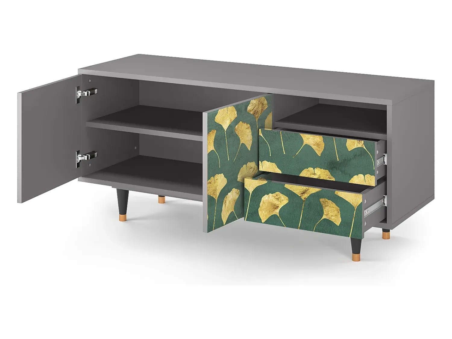 Mueble de TV - 125х56х41 cm - T7 - Gingko leaves, Cinza^ Móvel De Tv