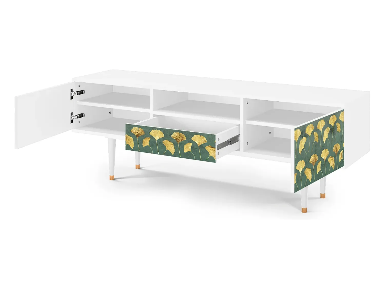 Clearance Mueble de TV - 170х59х41 cm - T6 - Gingko leaves, Branco Bege