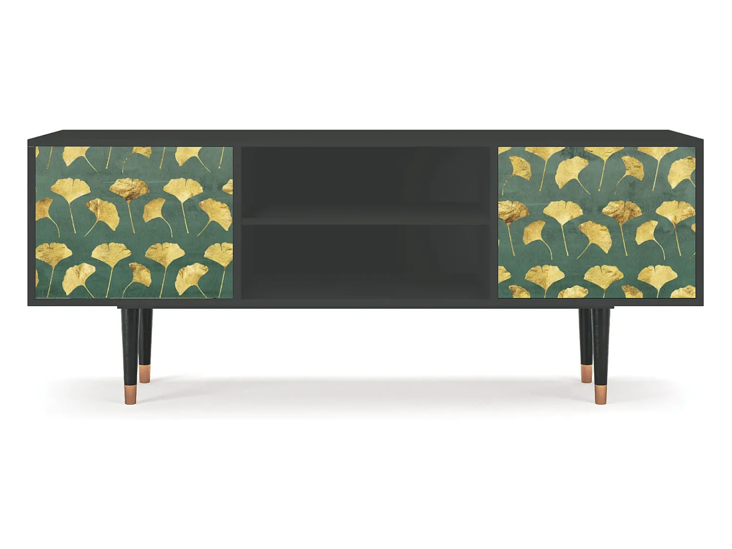 Clearance Mueble de TV - 170х69х48 cm - T2 - Gingko leaves, Antracite Cinza antracite