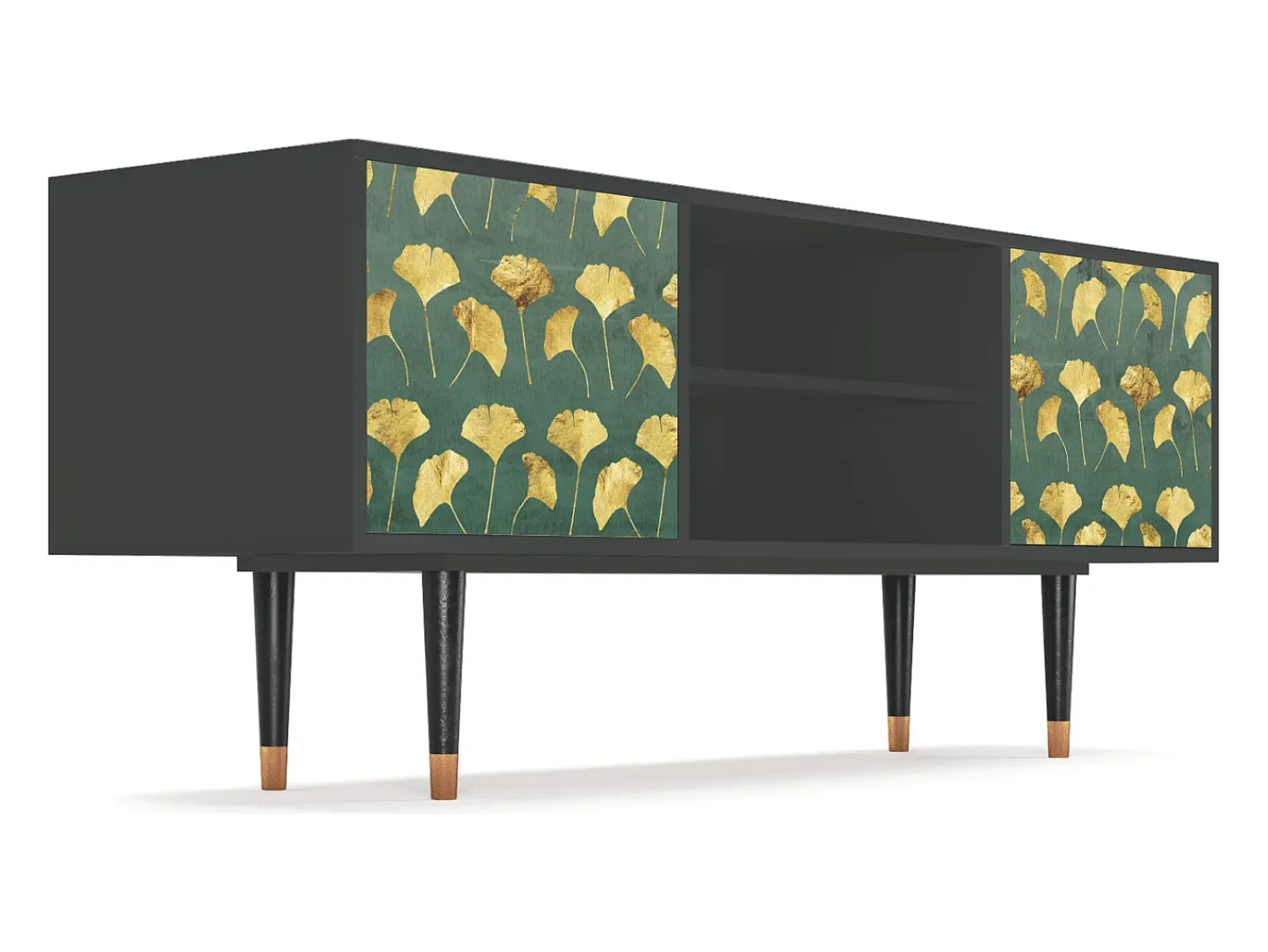 Clearance Mueble de TV - 170х69х48 cm - T2 - Gingko leaves, Antracite Cinza antracite
