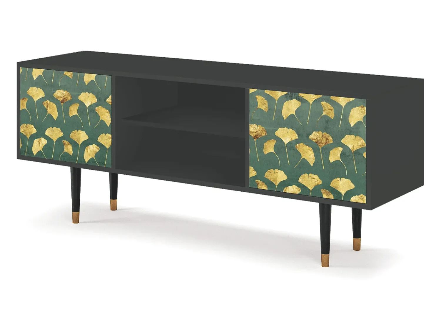 Clearance Mueble de TV - 170х69х48 cm - T2 - Gingko leaves, Antracite Cinza antracite