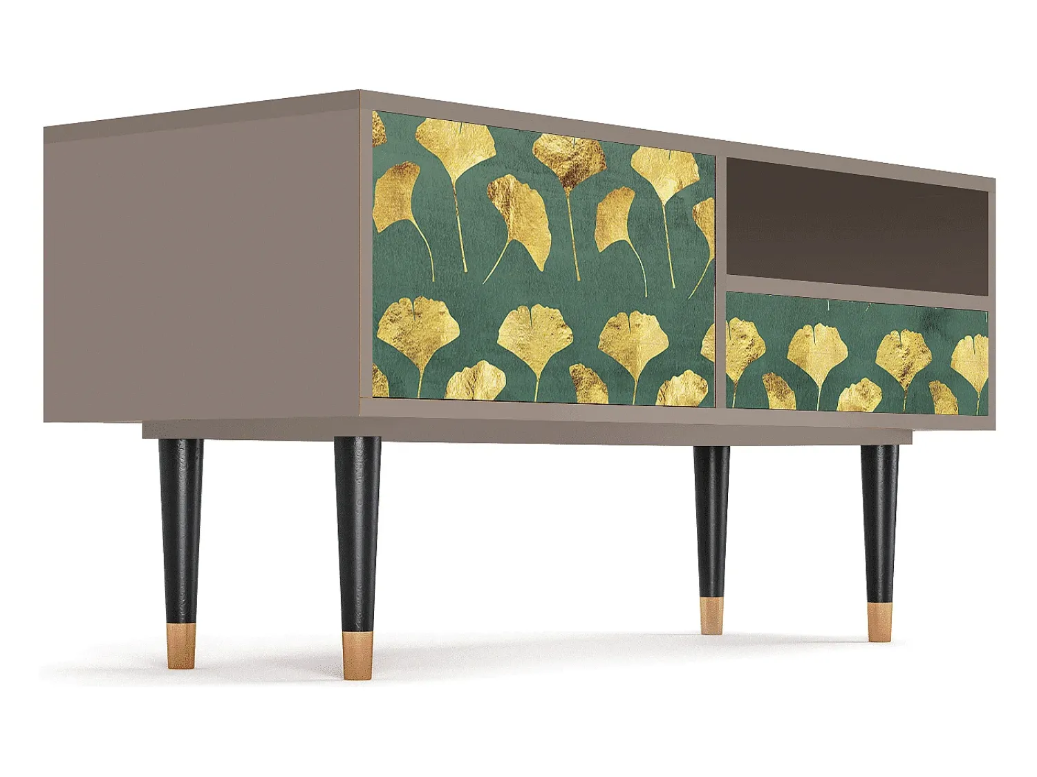 Móvel De Tv* Mueble de TV - 115х59х48 cm - T3 - Gingko leaves, Latte Bege