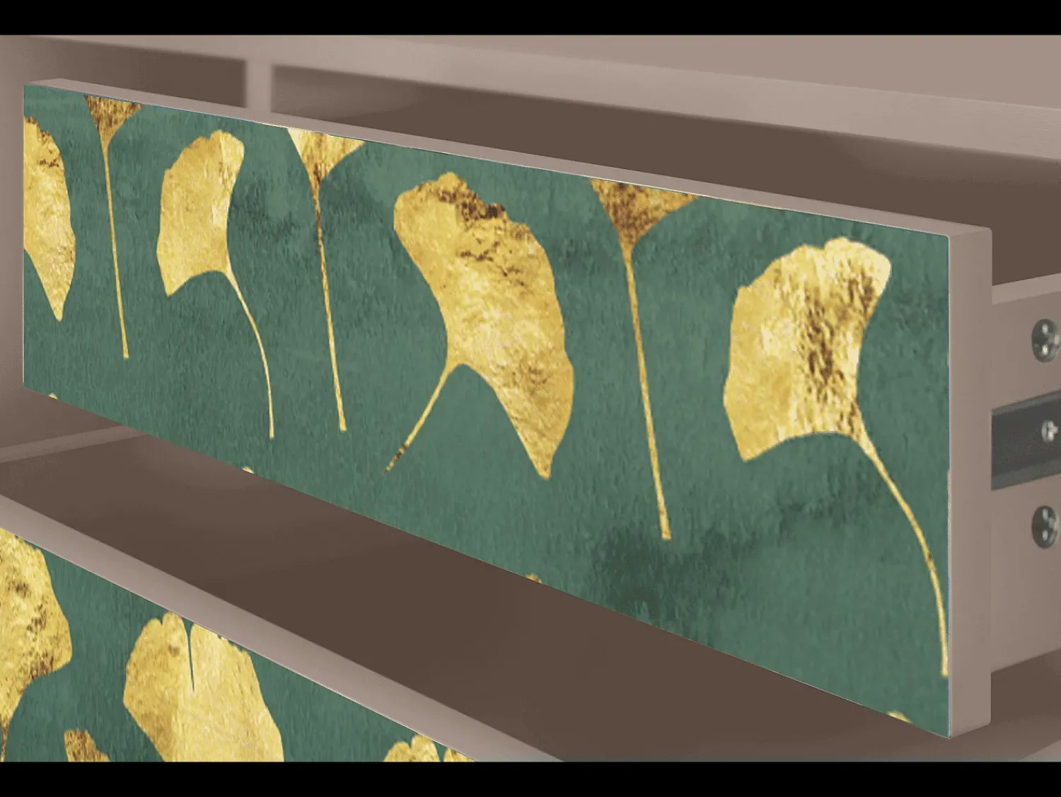 Móvel De Tv* Mueble de TV - 170х59х48 cm - T4 - Gingko leaves, Latte Bege