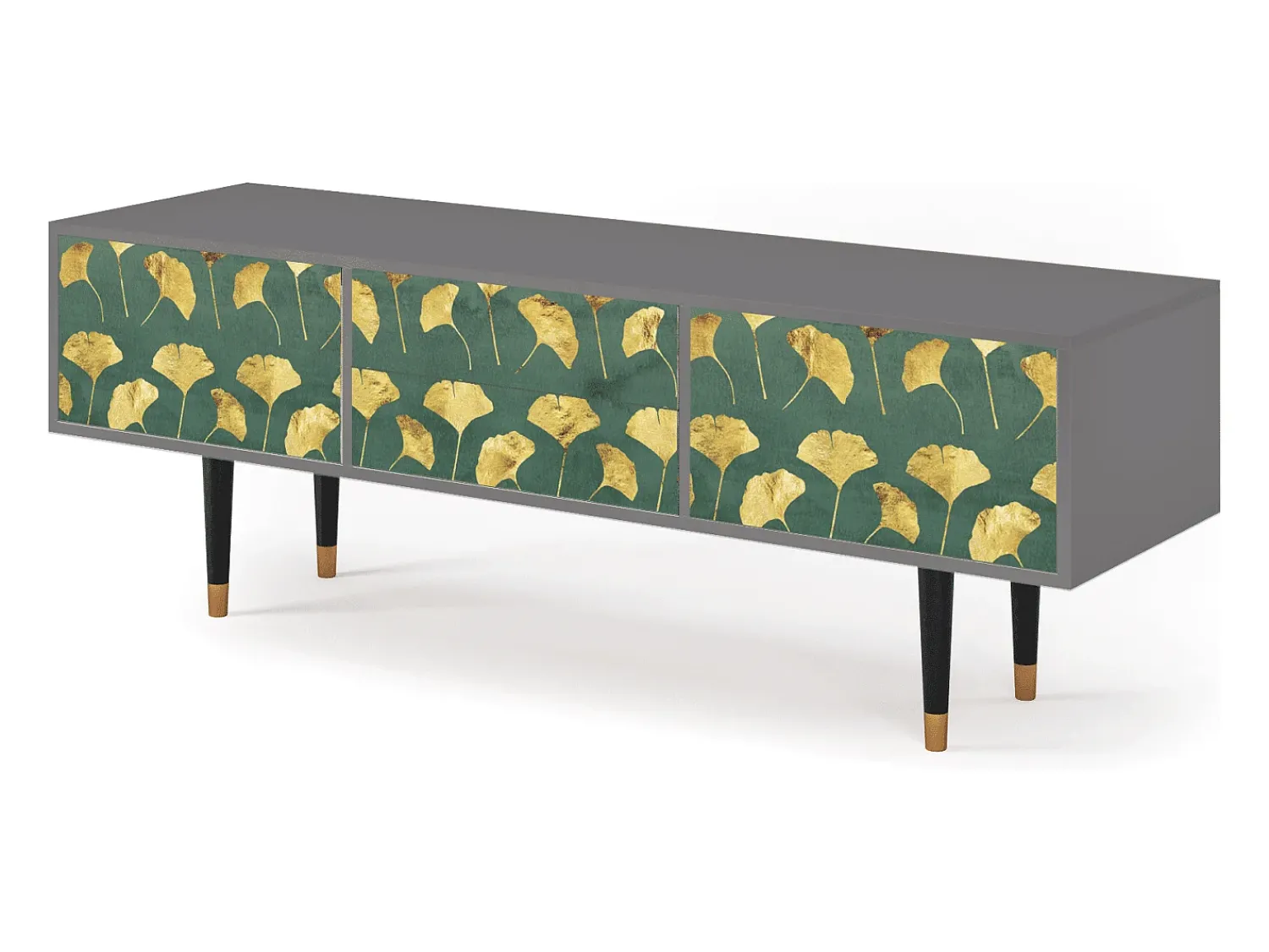 Móvel De Tv| Mueble de TV - 170х59х48 cm - T4 - Gingko leaves, Cinza Cinzento