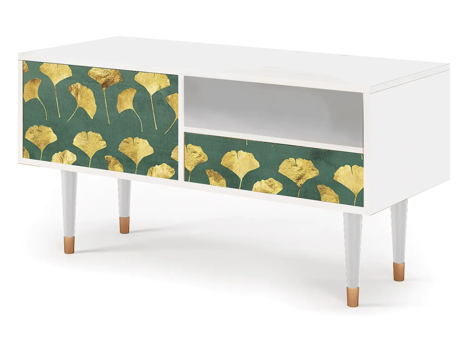 Mueble de TV - 115х59х48 cm - T3 - Gingko leaves, Branco Bege