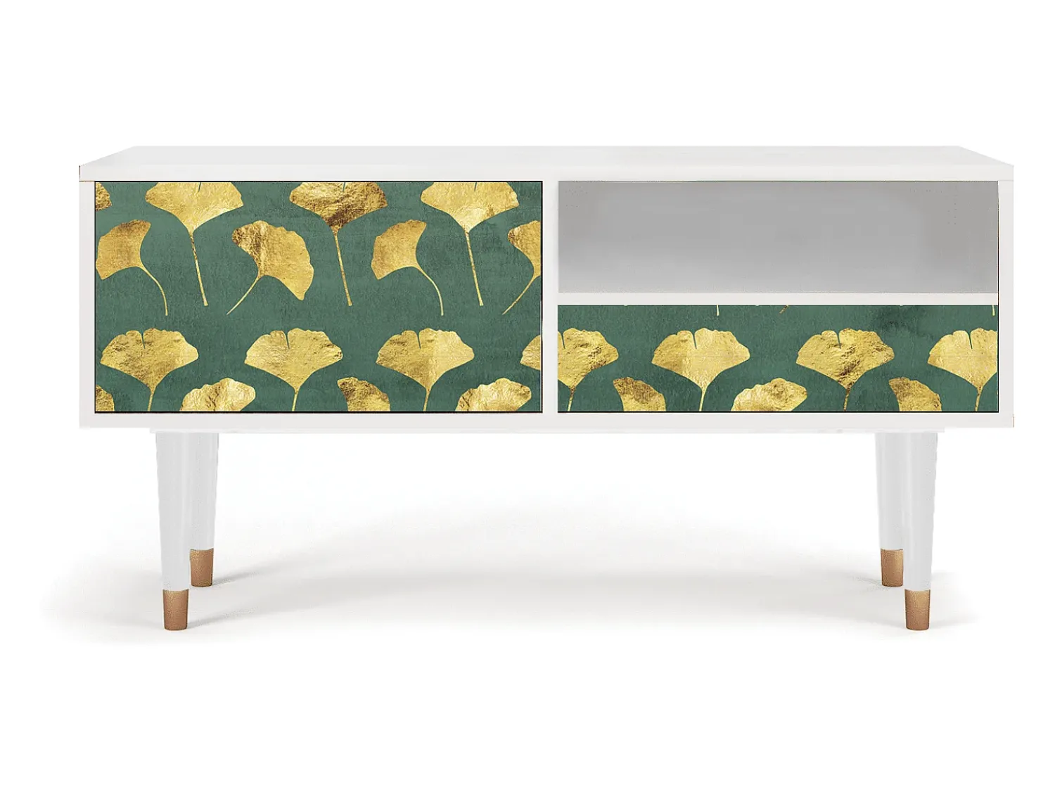 Mueble de TV - 115х59х48 cm - T3 - Gingko leaves, Branco Bege