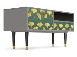 Móvel De Tv* Mueble de TV - 115х59х48 cm - T3 - Gingko leaves, Cinza Cinzento