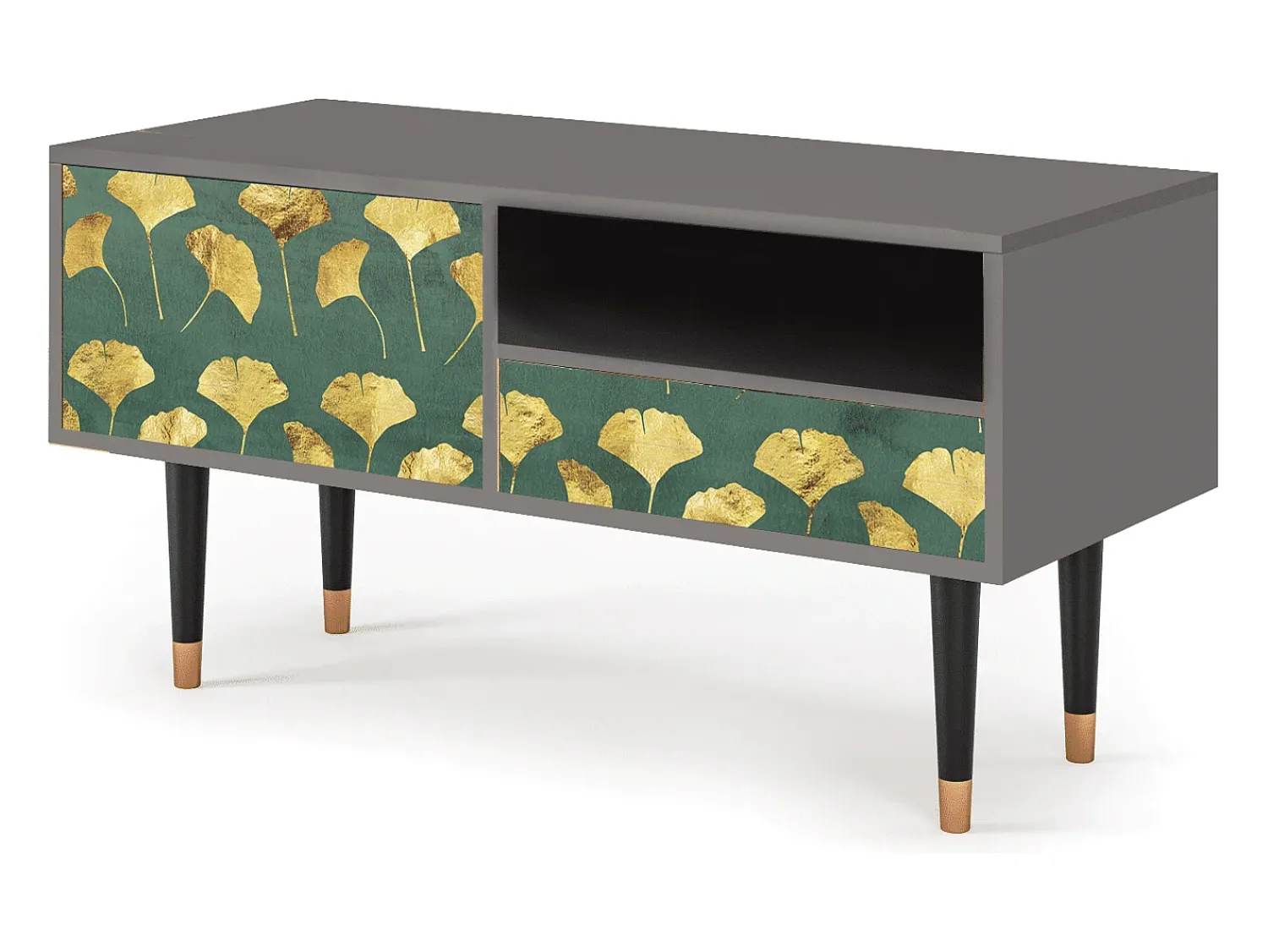 Móvel De Tv* Mueble de TV - 115х59х48 cm - T3 - Gingko leaves, Cinza Cinzento