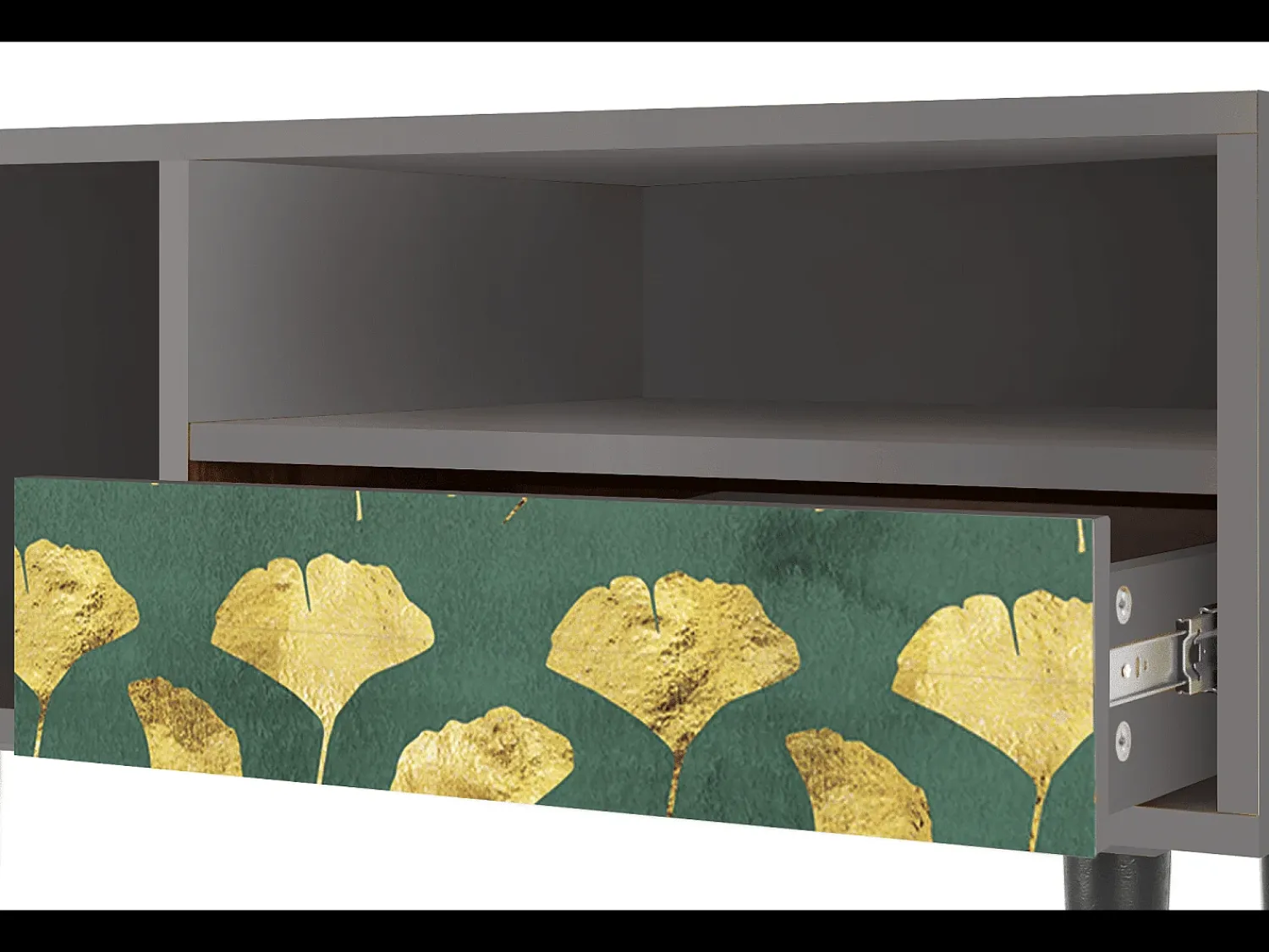 Móvel De Tv* Mueble de TV - 115х59х48 cm - T3 - Gingko leaves, Cinza Cinzento