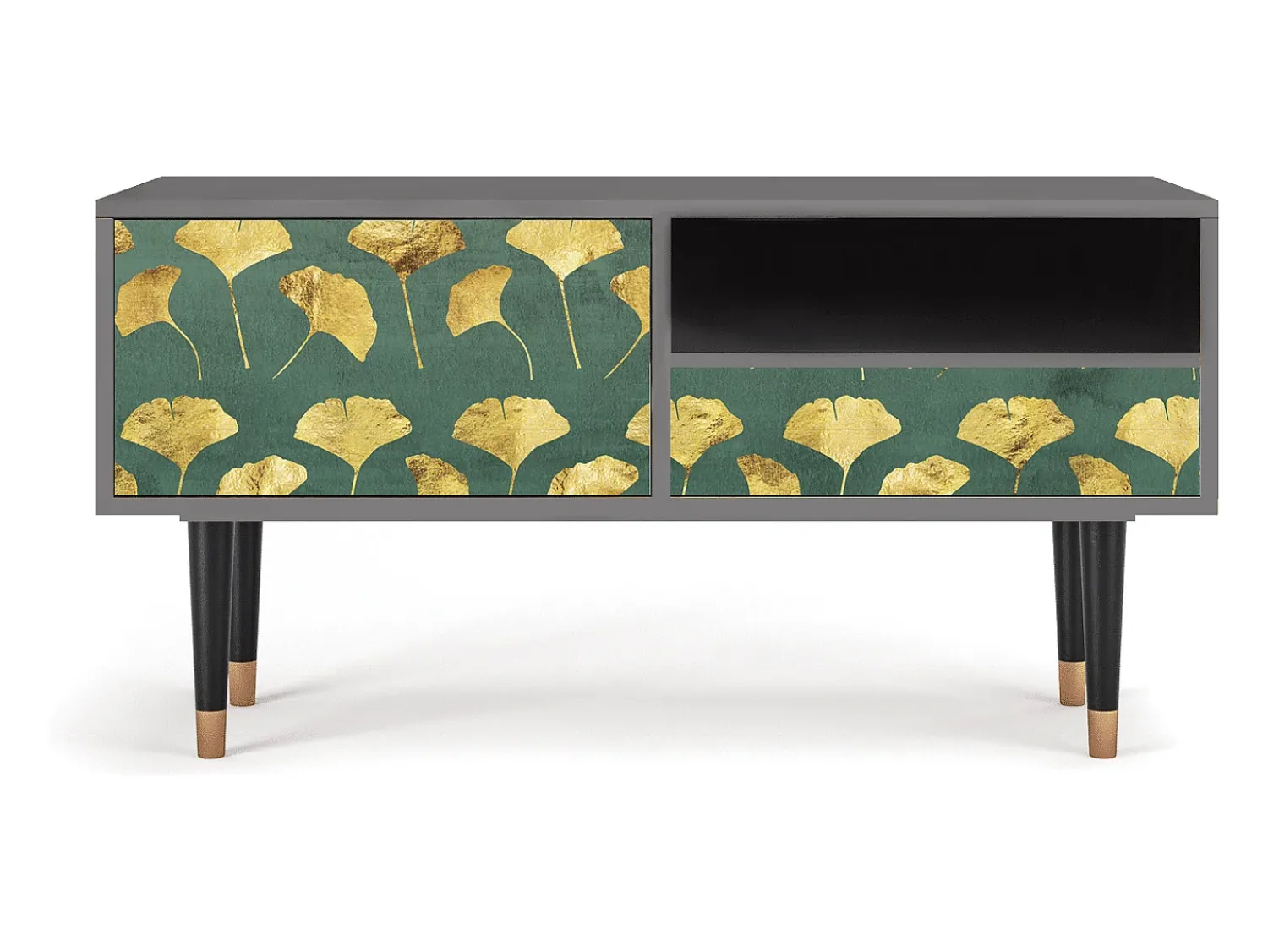 Móvel De Tv* Mueble de TV - 115х59х48 cm - T3 - Gingko leaves, Cinza Cinzento