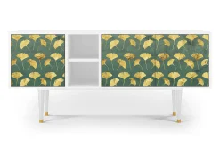 Mueble de TV - 150х69х41 cm - T5 - Gingko leaves, Branco^ Móvel De Tv