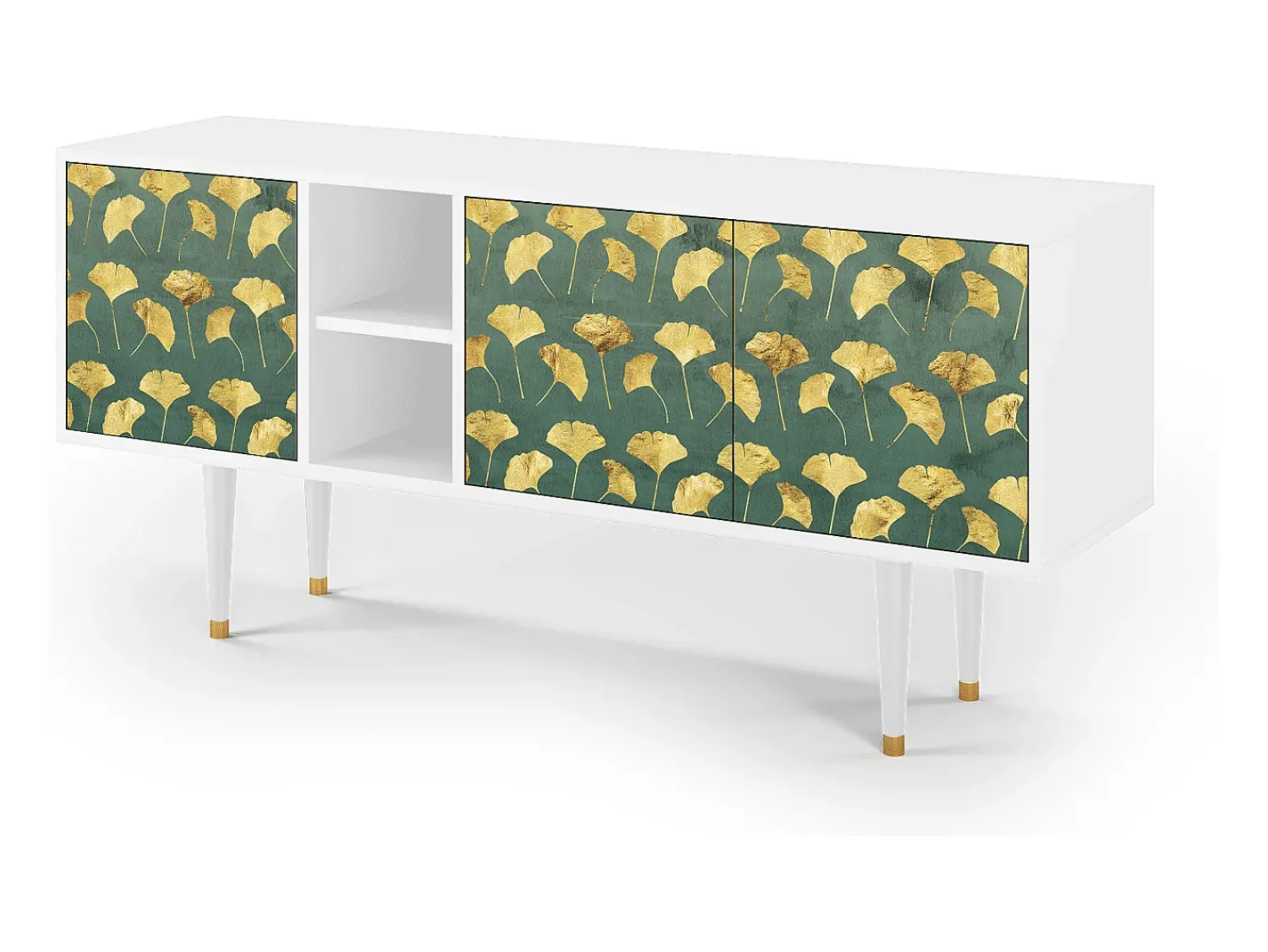 Mueble de TV - 150х69х41 cm - T5 - Gingko leaves, Branco^ Móvel De Tv