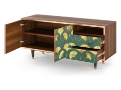 Móvel De Tv| Mueble de TV - 125х56х41 cm - T7 - Gingko leaves, Nogueira Castanho