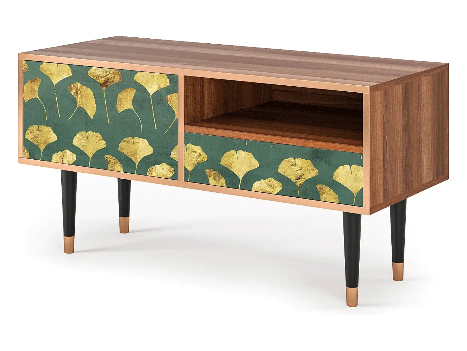 Discount Mueble de TV - 115х59х48 cm - T3 - Gingko leaves, Nogueira Castanho