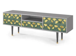 Móvel De Tv* Mueble de TV - 170х59х41 cm - T6 - Gingko leaves, Cinza Cinzento