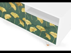 Móvel De Tv* Mueble de TV - 125х56х41 cm - T7 - Gingko leaves, Branco Bege