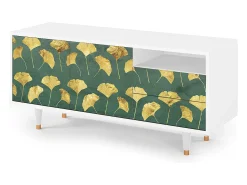 Móvel De Tv* Mueble de TV - 125х56х41 cm - T7 - Gingko leaves, Branco Bege
