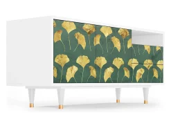 Móvel De Tv* Mueble de TV - 125х56х41 cm - T7 - Gingko leaves, Branco Bege